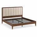 Polsterbett 160 × 200 cm, Gesamtmaß 169 × 215 × 115 cm, Dunkelbraun und Beige, mit Metalllattenrost