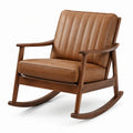 Gepolsterter Schaukelstuhl aus Holz, Braun und Dunkelbraun, 74 × 98 × 92 cm, Retro-Stil