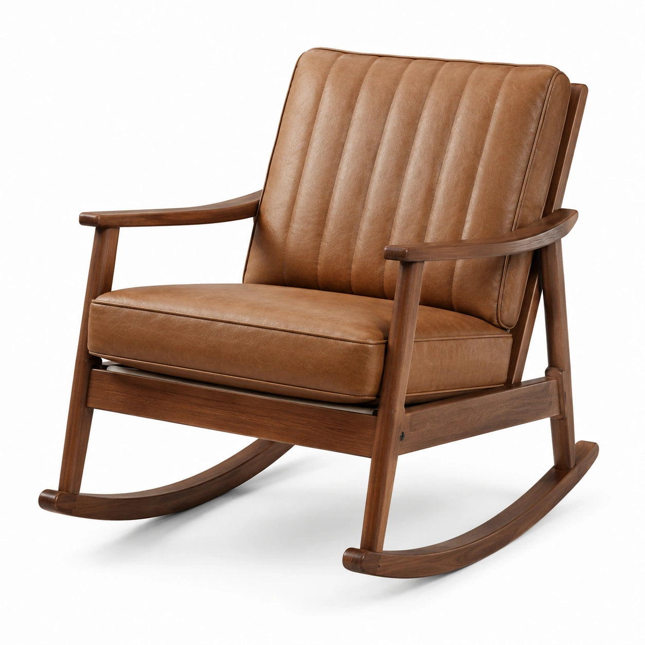 Gepolsterter Schaukelstuhl aus Holz, Braun und Dunkelbraun, 74 × 98 × 92 cm, Retro-Stil