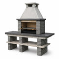 Massiver Gartengrill mit Kaminabzug, höhenverstellbarem Grillrost und Ablagen, 180 × 70 × 220 cm, Grau/Anthrazit/Beige/Braun/Schwarz