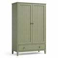Kleiderschrank aus Holzwerkstoff, Olivgrün, 100 × 55 × 180 cm, 2 Türen und 1 Schublade