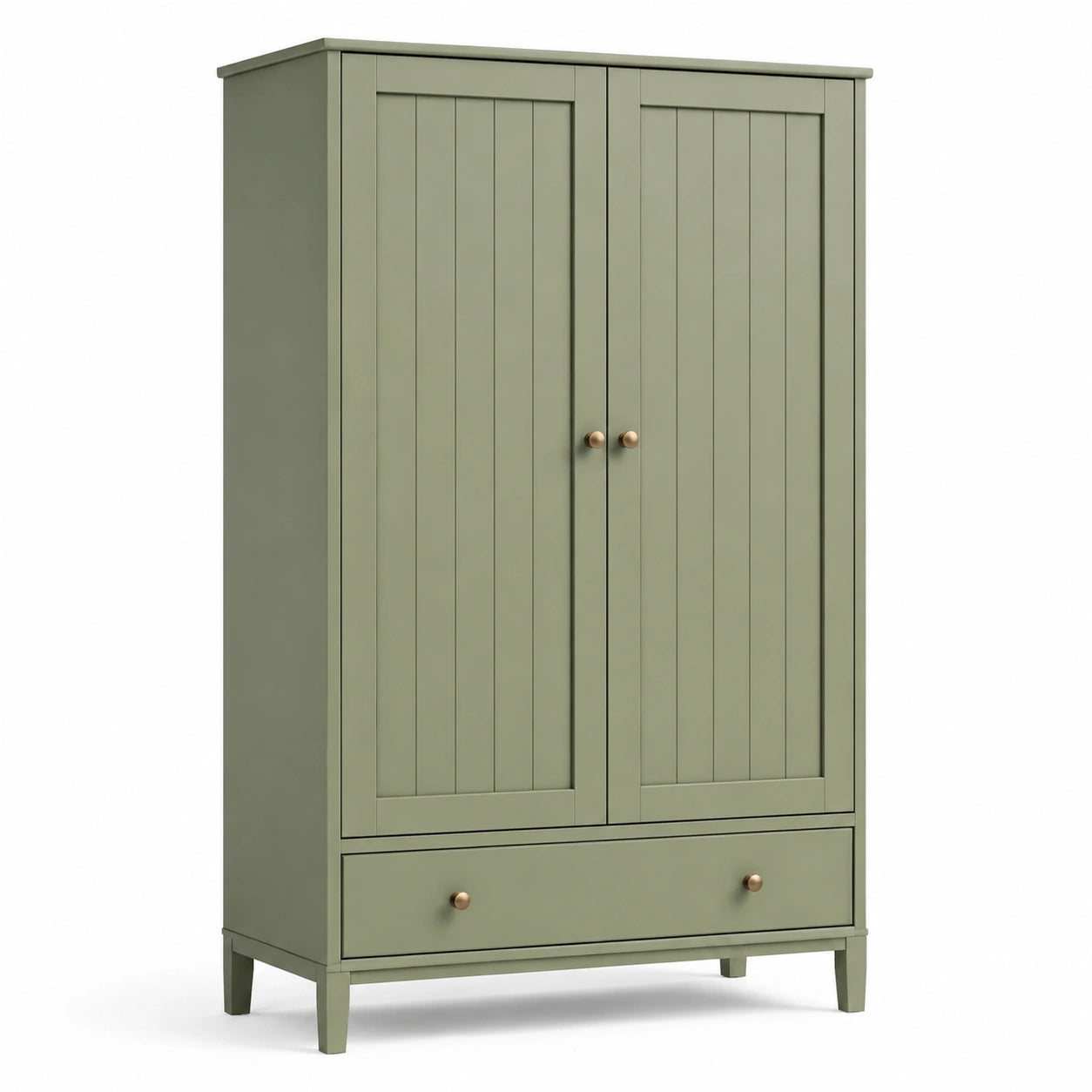 Kleiderschrank aus Holzwerkstoff, Olivgrün, 100 × 55 × 180 cm, 2 Türen und 1 Schublade