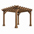 Freistehende Holzpergola 366 × 305 × 244 cm, Braun und Schwarz, mit offenem Lamellendach
