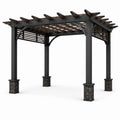 Freistehende Holzpergola mit offenem Rankdach, 400 × 300 × 290 cm, Schwarz, Dunkelbraun und Grau